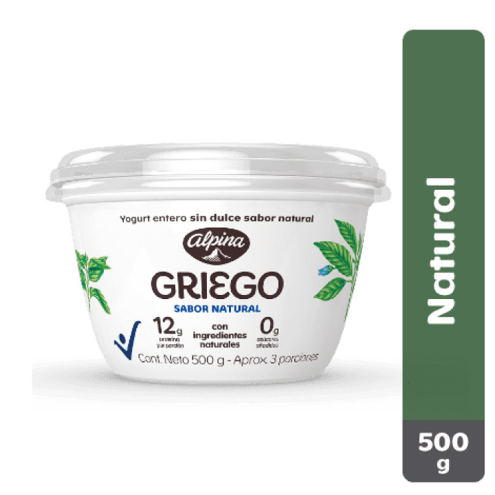 Yogurt Griego Sabor Natural Sin Azúcar Adicionado 500 g